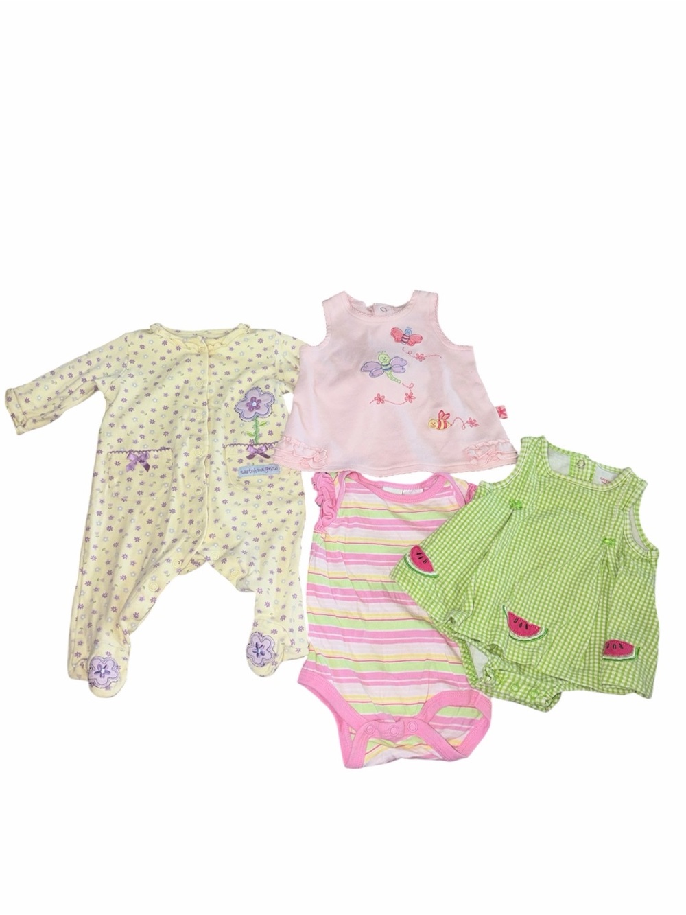 EUC Vintage Y2K Baby Girls 0-3m Embroidered play wear bundle Cottagecore